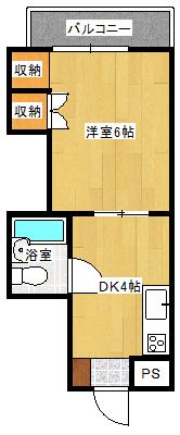 サンライズ米沢(1DK/3階)の間取り写真