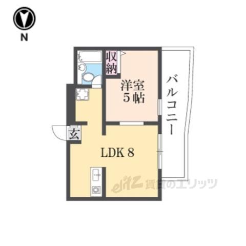 五位堂片岡マンション(1LDK/2階)の間取り写真