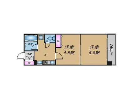 エスリード八尾北本町(2K/3階)の間取り写真