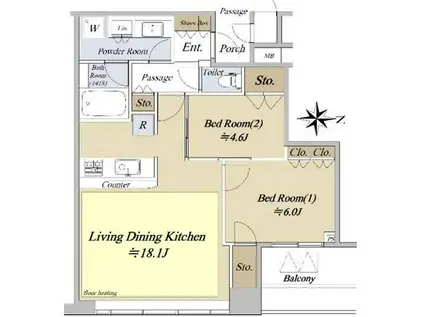 シティタワー大阪天満(2LDK/35階)の間取り写真