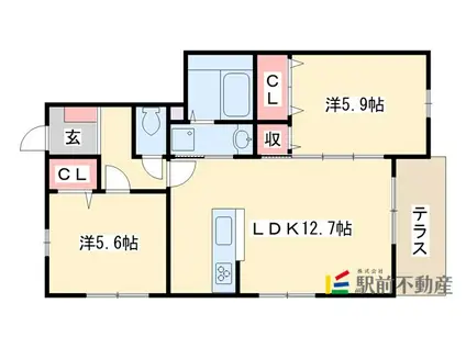 クレベール8(2LDK/1階)の間取り写真