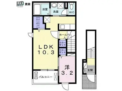 ラテ ルーナ(1LDK/2階)の間取り写真