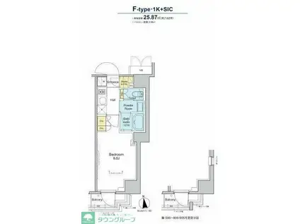 プラウドフラット浅草トレサージュ(1K/3階)の間取り写真