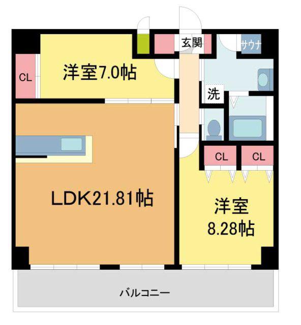 プレジオ西宮北口(2LDK/5階)の間取り写真