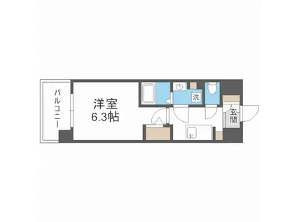 アドバンス天王寺南パキラ(1K/3階)の間取り写真