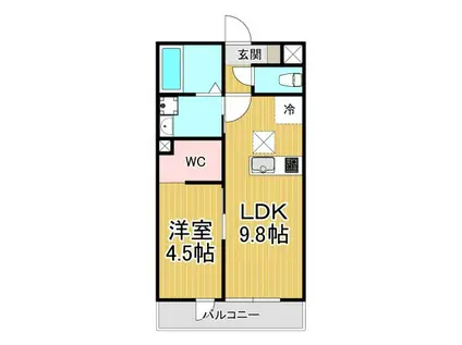 シャインヒルズ(1LDK/1階)の間取り写真