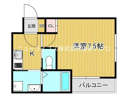 マノリア(1K/2階)の間取り写真