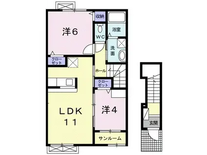 パルテール(2LDK/2階)の間取り写真