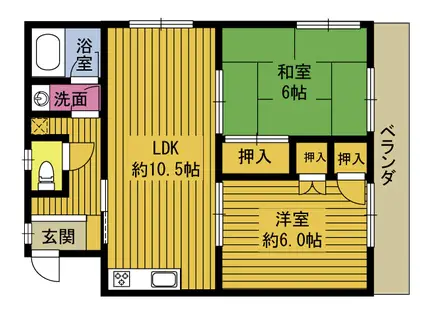 パークヒルズ南太平寺I(2LDK/3階)の間取り写真