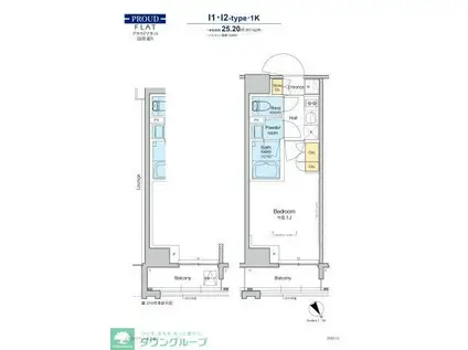 プラウドフラット清澄通(1K/8階)の間取り写真