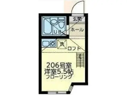 ユナイト南太田ジヴェルニー(ワンルーム/2階)の間取り写真