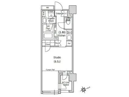 スタイリオ元住吉II(1K/4階)の間取り写真