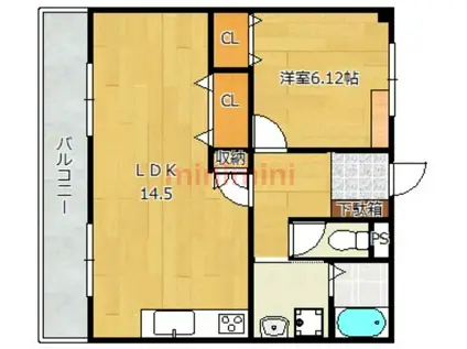 ピアウイング(1LDK/1階)の間取り写真