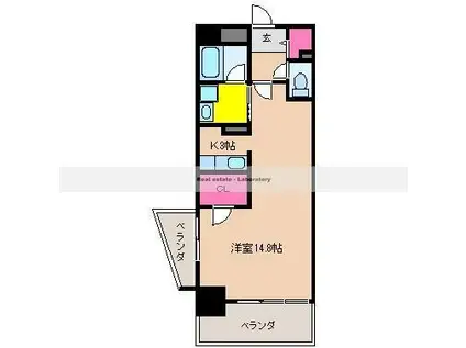 アルテノースタワー(1K/6階)の間取り写真