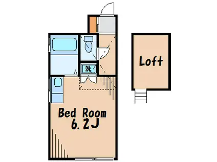 ヴィラフォンテーヌ(ワンルーム/2階)の間取り写真