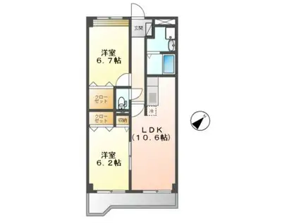 美フィリア(2LDK/3階)の間取り写真