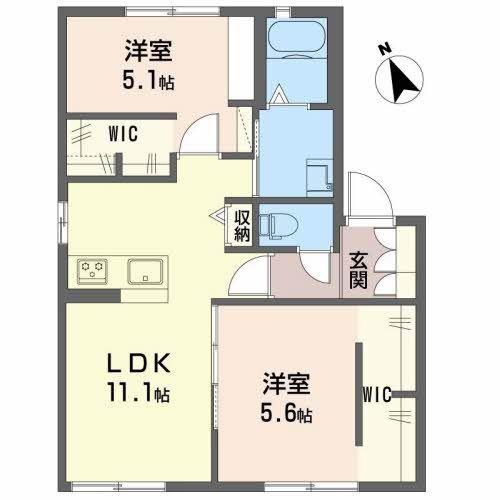 フォーレス御立東(2LDK/1階)の間取り写真