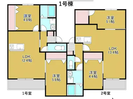 ウイングアパートA棟(2LDK/3階)の間取り写真