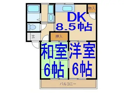 コーポ中山(2DK/1階)の間取り写真