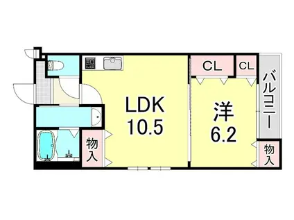 フジパレス園田II番館(1LDK/1階)の間取り写真