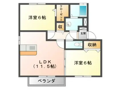 カーサオリーブ(2LDK/2階)の間取り写真