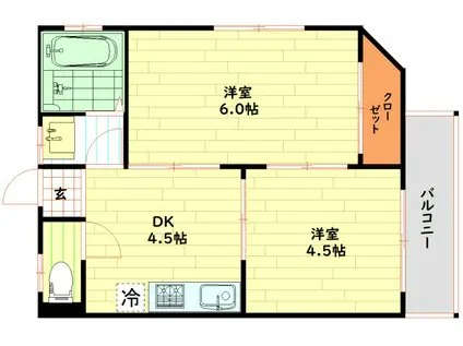 マンション住田(2DK/3階)の間取り写真