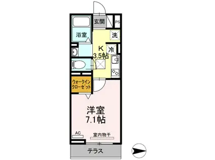 D-グレイス A(1K/1階)の間取り写真