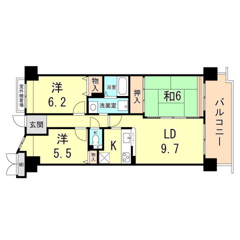 グレーシィ須磨アルテピア3番街1期棟(3LDK/9階)の間取り写真