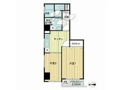 ライオンズマンション三田(2K/6階)の間取り写真