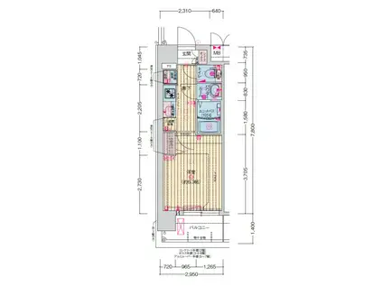 プレサンス森ノ宮 THEゲート(1K/5階)の間取り写真