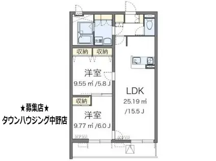 レオネクストエクセルアサヒVI(2LDK/1階)の間取り写真