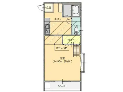 飛鳥三号(1K/1階)の間取り写真