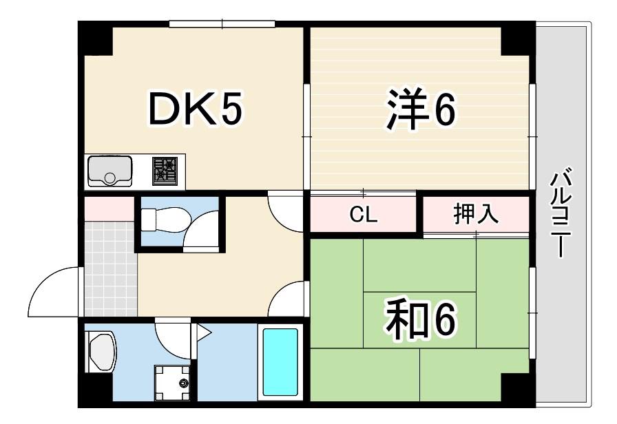 ハイツヤマトIII(2DK/2階)の間取り写真