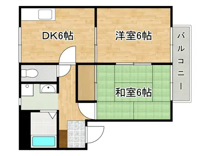 ディアスリッチ(2DK/2階)の間取り写真