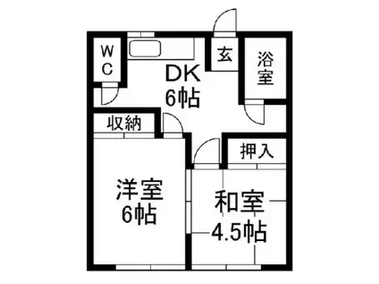 コーポ司(2DK/2階)の間取り写真