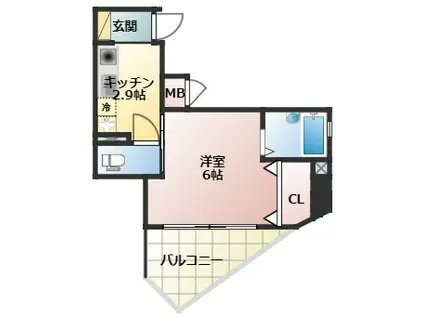 サンシャルム万代(1K/7階)の間取り写真