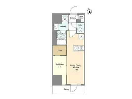 グランカーサ船堀I(1DK/10階)の間取り写真