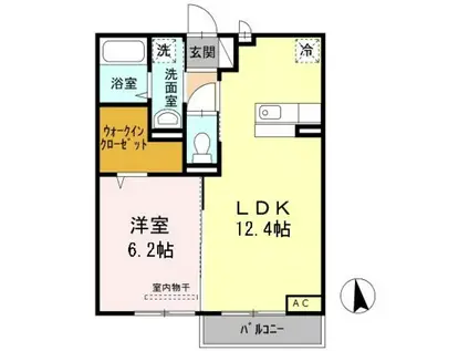 ルアンブルB(1LDK/1階)の間取り写真