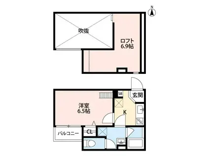 フロンティア東園田(1K/1階)の間取り写真