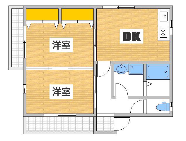 アイランドビル26(2DK/3階)の間取り写真