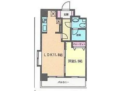 ヒューマンハイム平成(1LDK/4階)の間取り写真