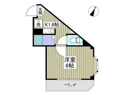 シャルマンフジ熊谷壱番館(1K/2階)の間取り写真