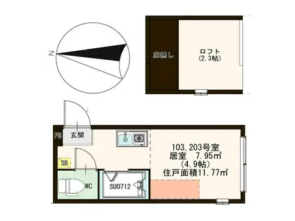 ハーモニーテラス東陽IV(ワンルーム/1階)の間取り写真