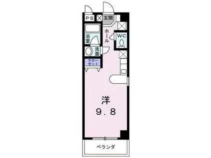 サンライズヒルズ(ワンルーム/3階)の間取り写真