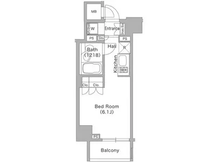 コンフォリア文京春日(ワンルーム/2階)の間取り写真