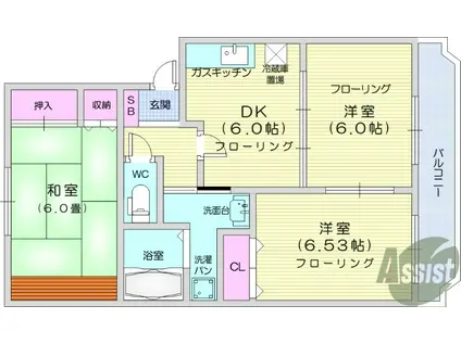 ソレイユパルクⅠ(3DK/1階)の間取り写真