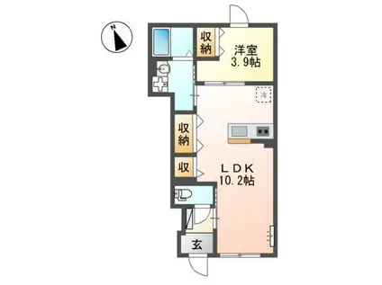 メゾン・ド・アロハ(1LDK/1階)の間取り写真