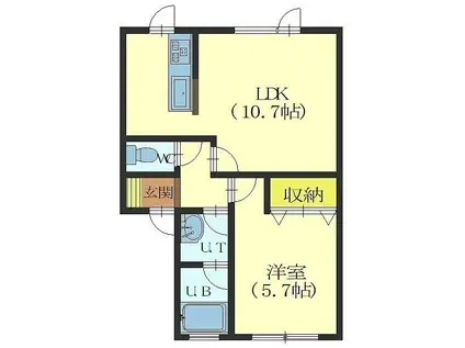 タヤコートKII(1LDK/1階)の間取り写真