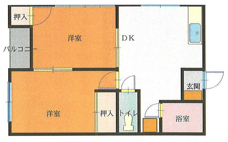 エルメス蓮潟(2DK/2階)の間取り写真
