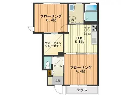 サンシャイン・エスII(2DK/1階)の間取り写真